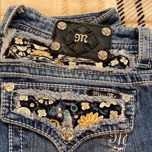 Miss Me Blue Jeans with Rhinestone Embellishments